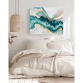 thumbnail image 3 of Abstract Marble Wall Art for Living Room,Canvas Picture Wall Decor for Bathroom Bedroom,Turquoise Abstract Golden Foil Texture Painting Artwork for Office Kitchen Hallway Dining Room Decor 20"x24", 3 of 8