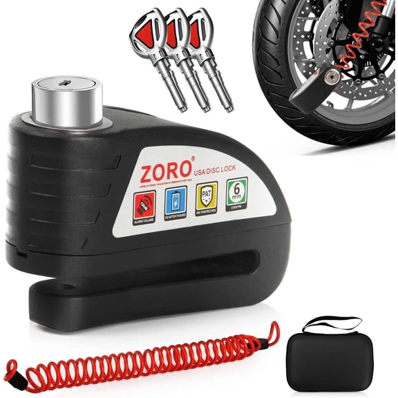 Motorcycle Lock, Disc Brake Lock with 130db Alarm Sound Heavy Duty Motorcycle Locks Anti-Theft Waterproof for Motorcycles Wheel Lock Scooter Dirt Bike with Reminder Cable Box