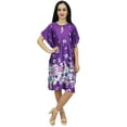 thumbnail image 7 of Bimba Women's Kimono Bridesmaid Purple Floral Satin Short Drawstring Kaftan-20, 7 of 7