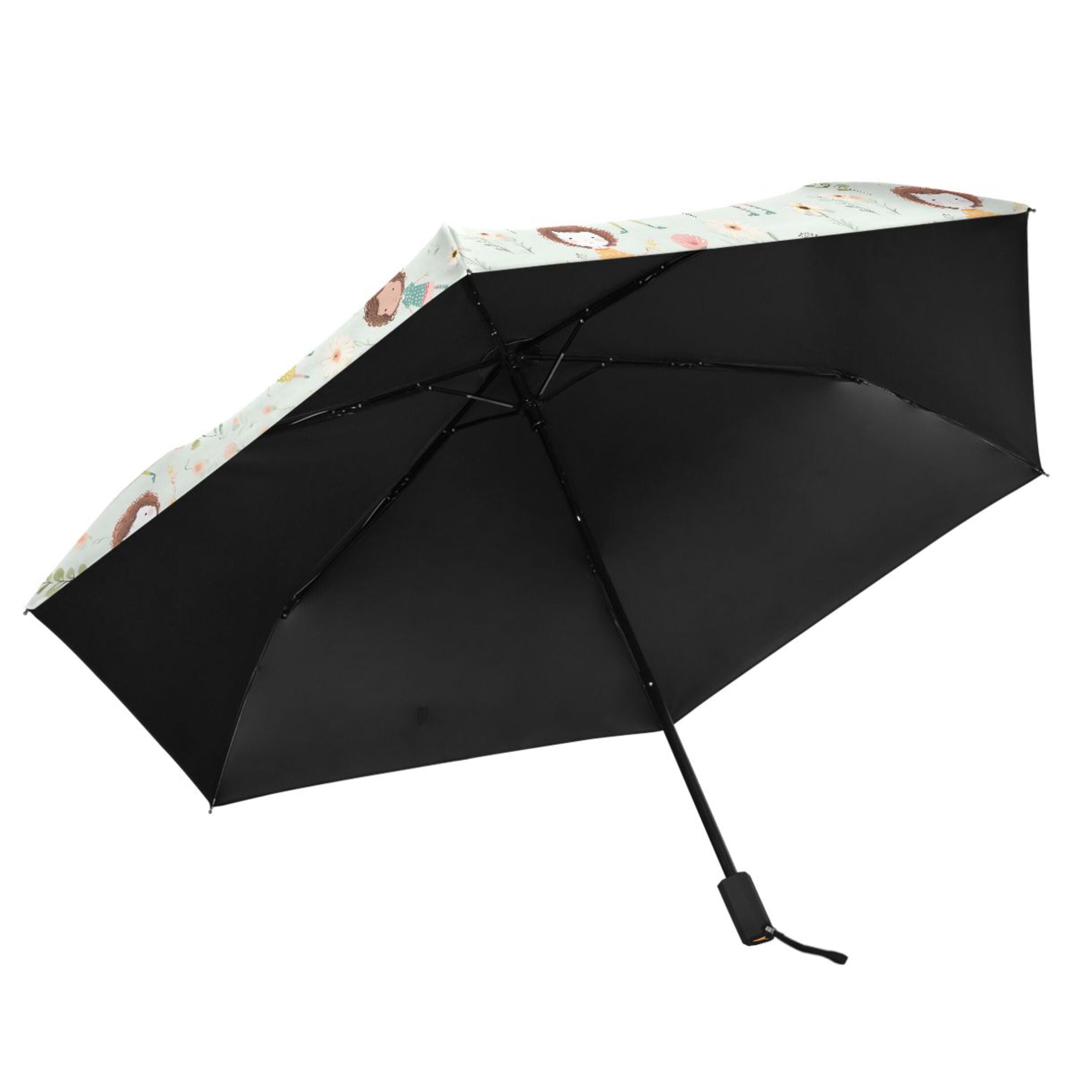 Little Girl and Flower Compact Sun Umbrella Windproof Travel Umbrellas for Rain Strong Portable UV Protection
