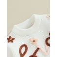 thumbnail image 6 of Suealasg Toddler Baby Girls Sweaters Child Long Sleeve Crew Neck Letter Embroidery Loose Knitted Pullovers 6M 1T 2T 3T Kids Girls Fall Winter Warm Clothes, 6 of 9