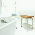 thumbnail image 5 of Bali Shower Bench, Teak & Aluminum Shower/Bath/Spa/Patio Stool Bench, Chair/Side Table with Storage Shelf for Indoor/Outdoor, Adjustable TPR Foot Pads,, 5 of 5