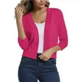 thumbnail image 3 of CILENON Plus Size Lightweight Jacket Women's Solid Color Knitwear Elegant Simple Versatile Short Coat Women's Cardigan (Hot Pink,L), 3 of 5