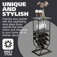 thumbnail image 4 of Kings Brand Furniture - Freestanding Floor Wine Rack Console Table with Glass Holder, Wine Holder Stand for 9 Bottles, Pewter/Marble, 4 of 8