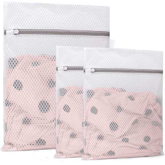 3Pcs Durable Honeycomb Mesh Laundry Bags for Delicates (2 Medium 12 x 16 Inches, 1 Extra Large 24 x 24 Inches)