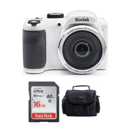 UPC: 0657379025051 | Kodak PIXPRO AZ252 16MP Digital Camera (White) with 16GB SD Card and Case Bundle