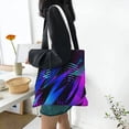 thumbnail image 6 of DouZhe Reusable Grocery Bags, Cyberpunk Gradients Texture Lightweight Polyester Canvas Cloth Tote Bag for Travle Gym Shopping School, 15" x 16", 6 of 7
