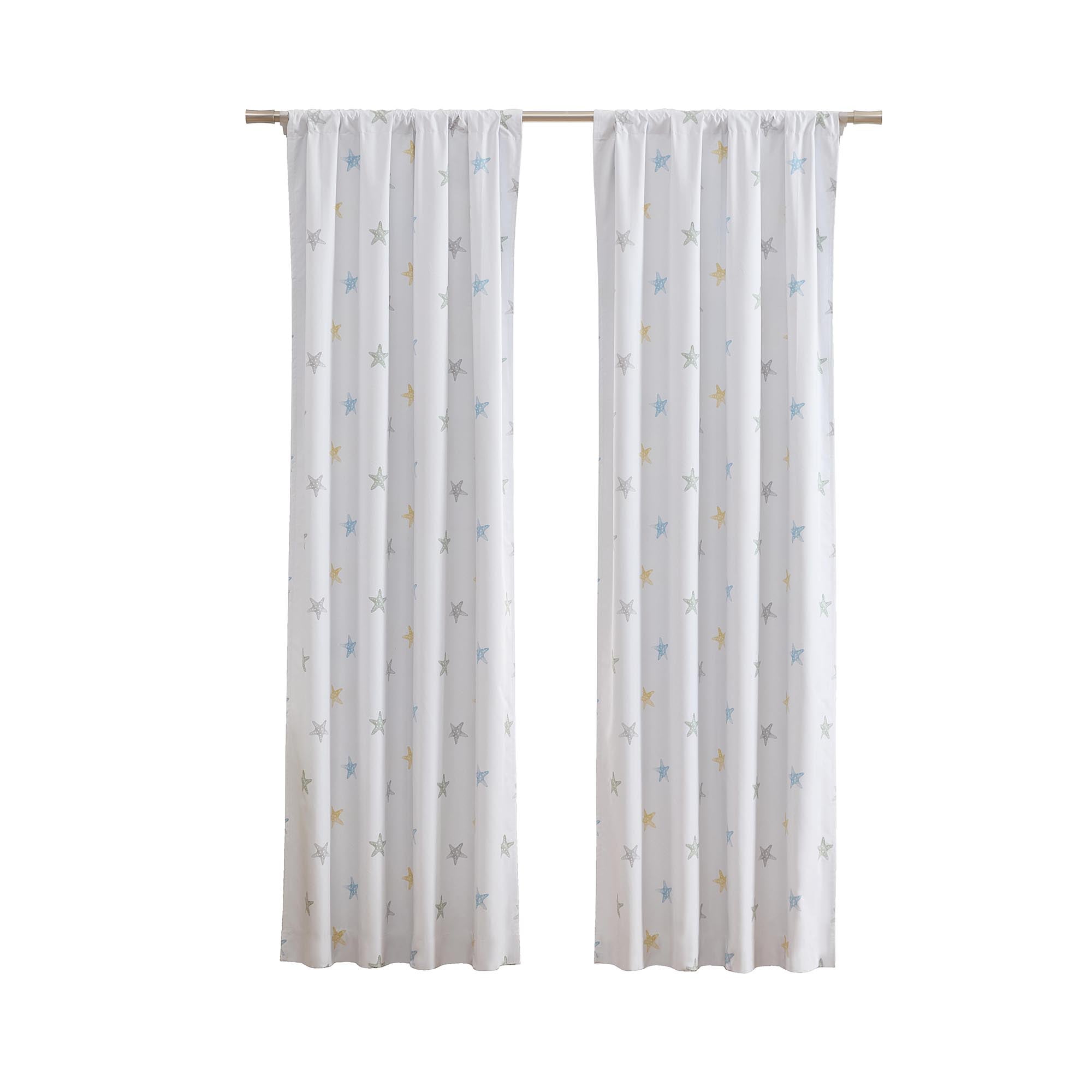 Ecologee Starfish 100% Blackout Rod Pocket Single Indoor Curtain Panel, Cream, 40" W x 84" L