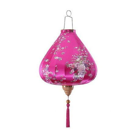 Panda Superstore 16 in. Chinese Cloth Lantern Painted Rose Red Flowers Creative Home Garden Hanging Decorative Lampshade, Multi Color