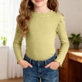 thumbnail image 2 of GCETTIC Girls Long Sleeve Shirts Girls Long Sleeve Shirts Basic Crewneck Tees Soft Fabric Yellow Size,4-5 Years, 2 of 9