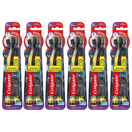 Pack of (6) Colgate Kids Extra Soft Toothbrush with Suction Cup, Twin Pack - Batman