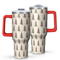 Brown Christmas Tree Pattern Tumbler with Handle and Lid,40oz Double Wall Vacuum Insulated Tumbler,Cups Gift for Women and Men