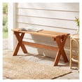 thumbnail image 4 of 36" Outdoor Wood Bench, Teak Oil Finish - 2 Person Patio Dining Bench - Backless Hardwood Garden Seat - Weather Resistant, 4 of 9