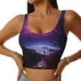 thumbnail image 1 of Fotbe Purple Moon Tree Night Sky Sujetador Deportivo Largo sin Aros para Mujer con Almohadillas y Soporte Medio, Transpirable y Absorbente, Camiseta Tipo Chaleco o Tank Top-XX-Large, 1 of 8