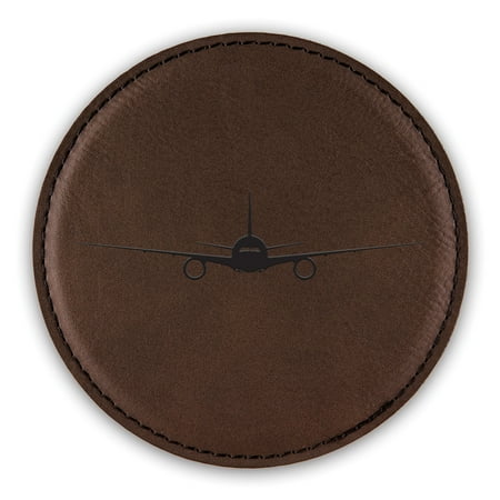 

777 Coaster Laser Engraved Leatherette - Round Coasters - Many Colors - Single / Coasters Sets - airliner