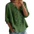thumbnail image 2 of Ihhxva Women's Plus Women's Linen Tops Embroidered V-Neck Blouse Cotton Lightweight Button Detail Boho Loose Top Casual Summer Flowy Tunic for Beach Holiday M-3XL, 2 of 6