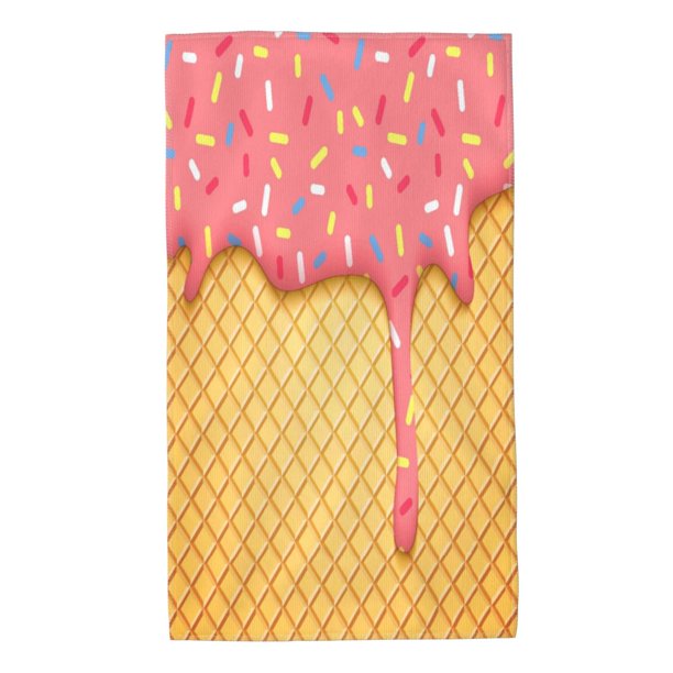 Fotbe Pink Ice Cream Toalla Premium con Patrón, Toalla de Microfibra de Secado Rápido, Ligera y Altamente Absorbente (27.5x16in), Ideal para Uso Diario