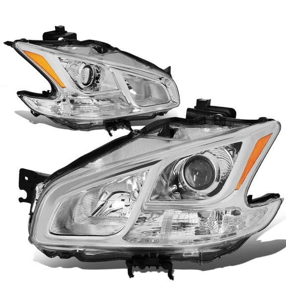 DNA Motoring For 09-14 Nissan Maxima Chrome Amber Corner Projector Headlight Lamps Pair