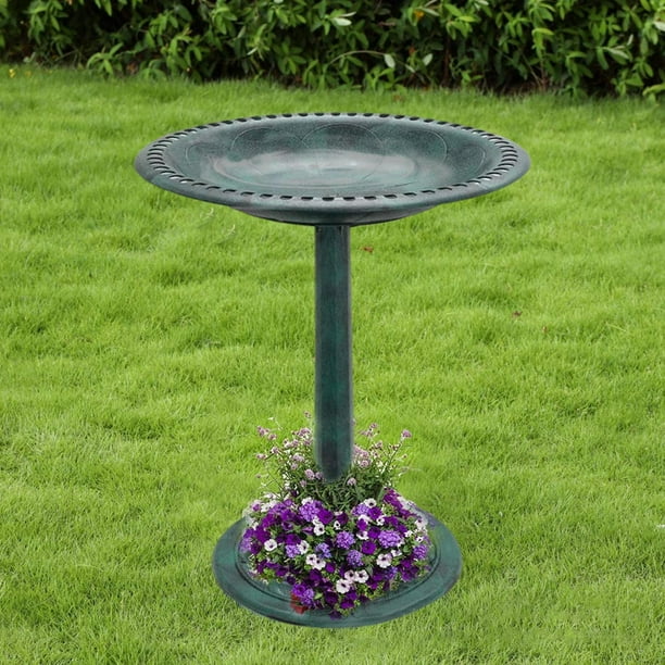 Baño de pájaros de estilo , decoración resistente a la intemperie, baños de pájaros ligeros para patio trasero, patio, césped, regalo de , verde Soledad bebedero para pájaros al aire libre