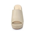 thumbnail image 6 of BLISSFUL STEP Open Toe Espadrille Wedge Heel Platform Slide Sandal for Women Beige 7, 6 of 7