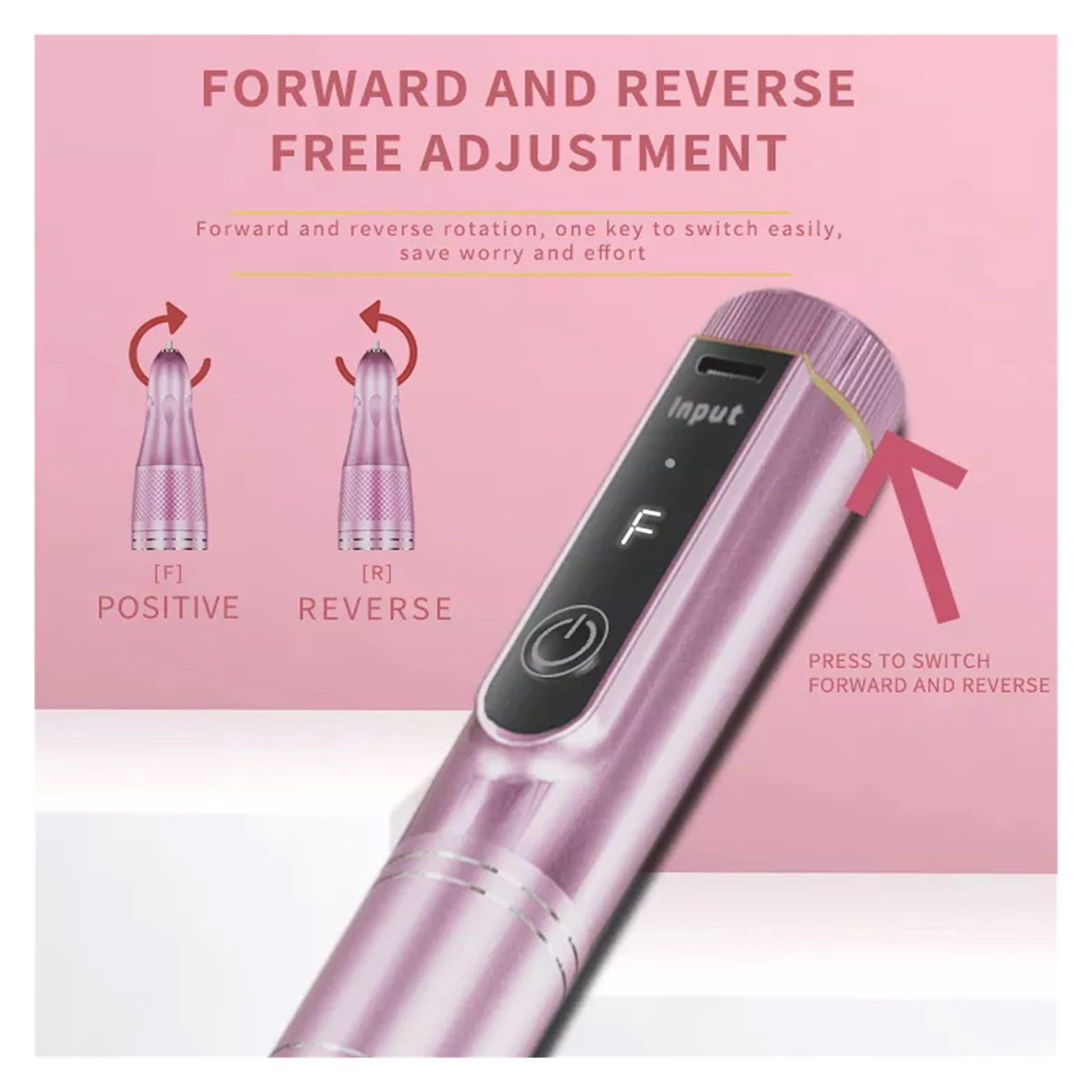 Cordless Electric Nail Drill Machine With LED Display, Forward Reverse Direction E File, Nail Drill For Acrylic Nails Manicure Set ,Low Noise