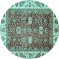 thumbnail image 1 of Ahgly Company Indoor Round Oriental Light Blue Traditional Area Rugs, 3' Round, 1 of 4