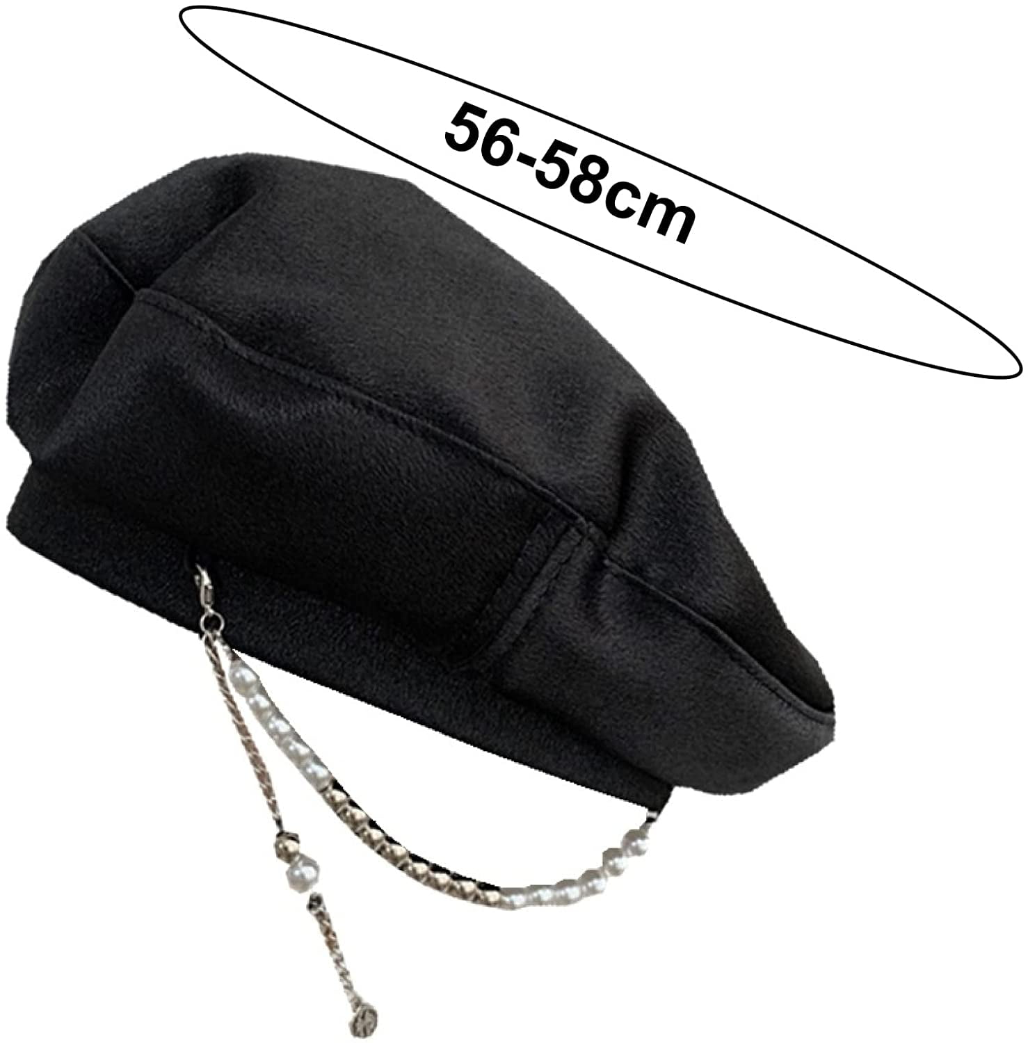 Goth Beret Hat with Chain Newsboy Cap 