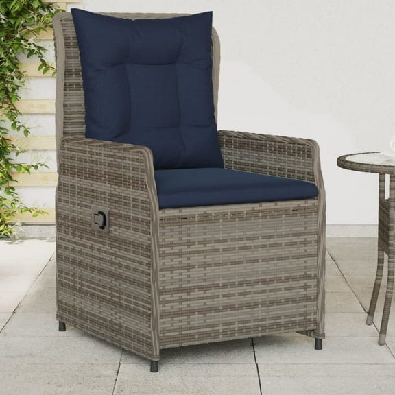 vidaXL Reclining Patio Chairs 2 pcs Gray Poly Rattan