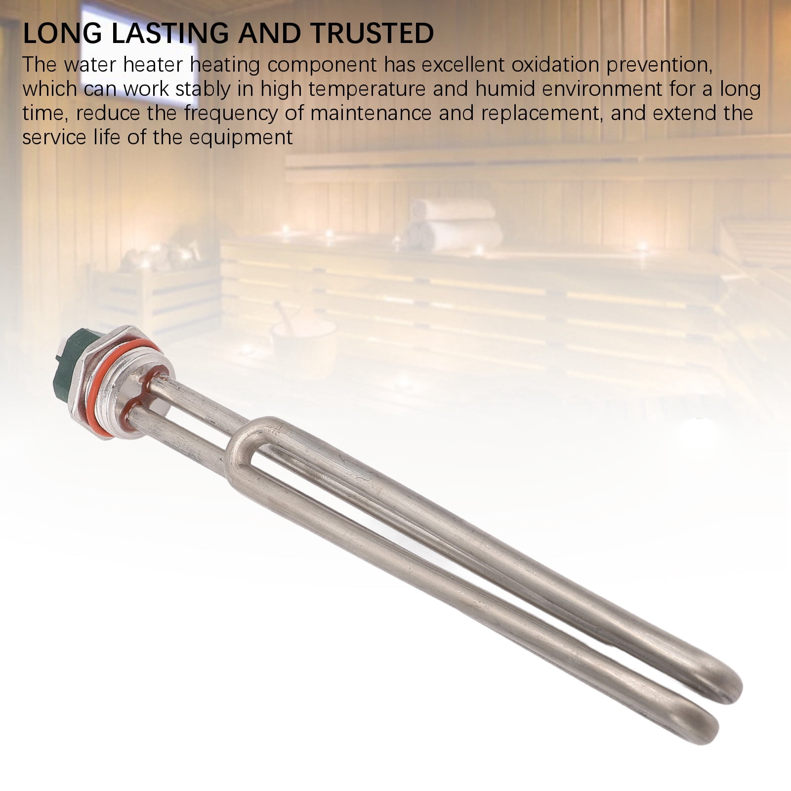 YAHHU Electric Water Heater Heating Component Replacement, SUS316 Stainless Steel Immersion Submersible Heater, 2000W 230V 1-1/4in Universal Threaded Tube, 8.66in / 22cm Insert Size