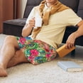 thumbnail image 4 of Mens Pajama Shorts, Peacock Feathers And Flowers Sleep Shorts Men Pajama Bottoms Lounge PJ Shorts with Pockets, 4 of 6