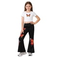 thumbnail image 2 of SGMVNU Girls Fashion 2 Piece Summer Outfit Short Sleeve Crop Top and High Waisted Bell Bottom Flared Pants Streetwear, Size 9-10 Years, White, 2 of 4