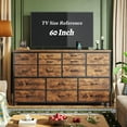 thumbnail image 3 of Dresser for Bedroom with 16 Fabric Drawers Long Dresser with Charging Station TV Stand for 60" TV Dressers & Chest of Drawers for Bedroom, Living Room, Closet, Rustic Brown, 3 of 18