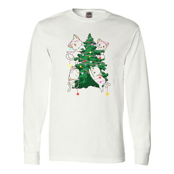 Inktastic Kawaii Cats Christmas Tree Long Sleeve T-Shirt
