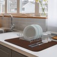 thumbnail image 4 of Dark Brown Dish Drying Mats for Kitchen Counter, Brown Solid Color Background Autumnal Dark Academia Absorbent Coffee Bar Mat with Non-slip Rubber Backed Quick Drying Dish Rack Pad 16"x18", 4 of 9