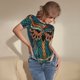 thumbnail image 3 of Balery Owl In Blue Body de cuello redondo de manga corta para mujer Tops de manga corta Tops básicos-Small, 3 of 7