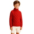 thumbnail image 4 of DxhmoneyHX Toddler Boys Sweater Unisex Soft Comfy Warm Long Sleeve Tops Fashion Solid Turtleneck High Collar Cable Knit Pullover Sweaters Size 4-5Years, 4 of 5