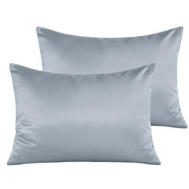 Silky Satin Toddler Pillowcase 2 Pack Soft Zipper Travel Pillow Cover 13 x 18 in, Grey