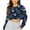 Navy, variant on AKOEE Womens Cropped Sweatshirts Long Sleeve Floral/Striped Print Graphic Crewneck Pullover Loose Fall Tops (L, Pink|Tie-dye)