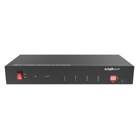 BZBGEAR 1x16 4K UHD HDMI Splitter/Distribution Amplifier with Downscaling and AOC Cable Support