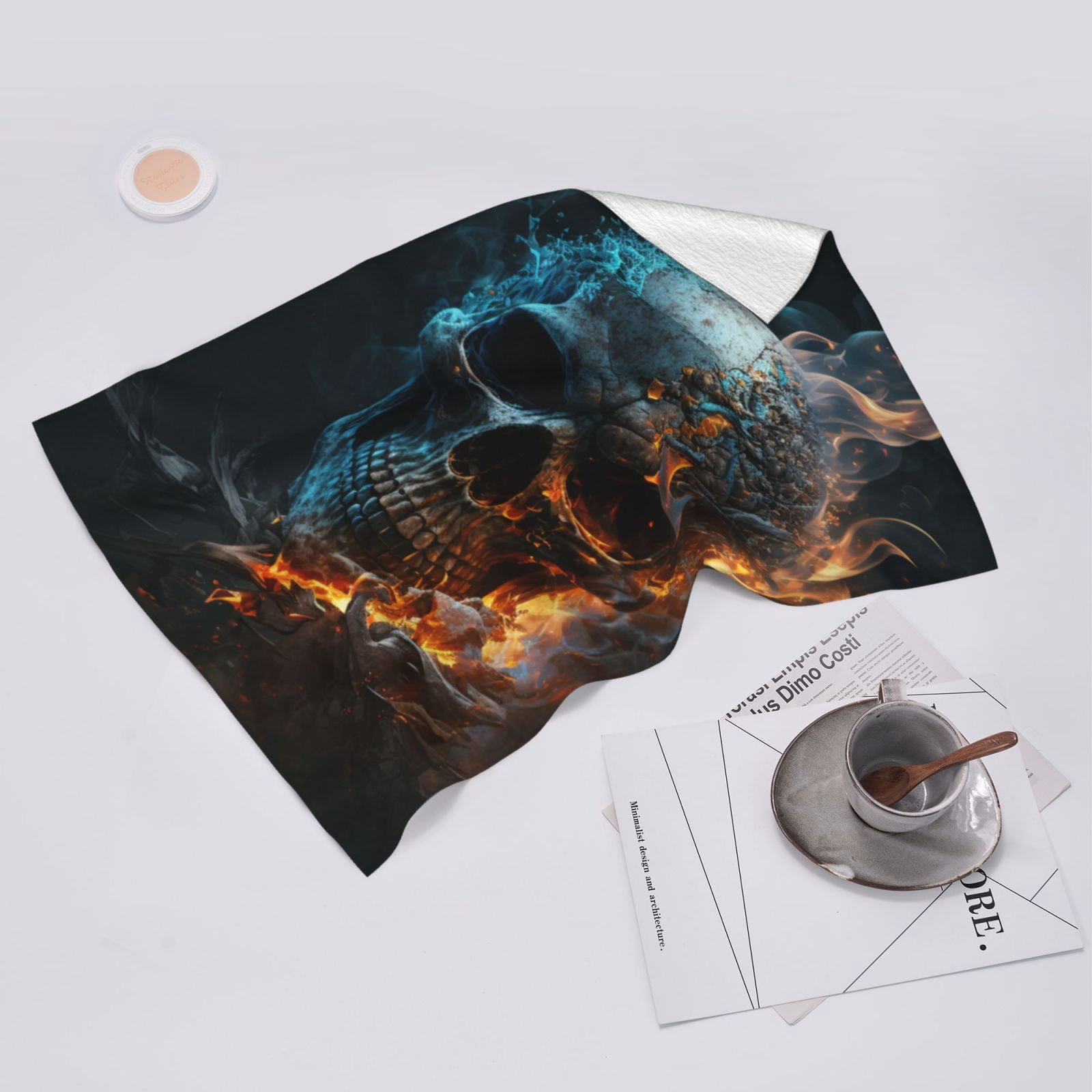 Burning Skull Head Death Fire Flaming 27.5" x 16" Ultra Soft Hand Towel, Face Wash Cloth for Bathroom, Gym, Travel, Pool