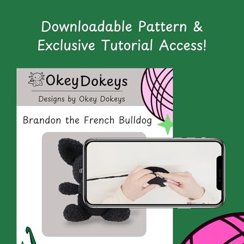 Crochet Kit for Beginners, Crafts for Adults, Fun Stuff -Step-by-Step YouTube Starter Kit - Thick Chenille Yarn and Craft Supplies Included, Cute Amigurumi Art Kit - Crochet French Bulldog Kit