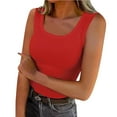 thumbnail image 2 of Royisotas Casual Womens Tank Tops Plus Size Summer Red Sleeveless Camisoles for Women Shaping Crew Neck Solid Color Cami Tops, 2 of 7