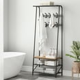 thumbnail image 3 of MIUUKA Coat Rack Shoe Bench,Multi-Functional 4-in-1 Hall Tree,Shoe Storage Bench,Metal Freestanding Entryway Coat Rack Organizer,Double Row Hook 25.2" Width,Brown, 3 of 7
