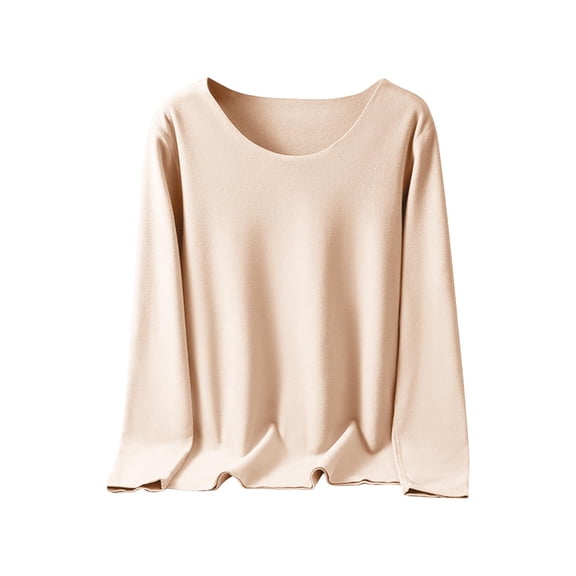 fheaev Long Sleeve T Shirt for women Regular-Fit Crew Neck Casual double-sided German velvet warm Fall Tops Basic Loose Fit Tshirts Fashion Clothes Outfits 2025