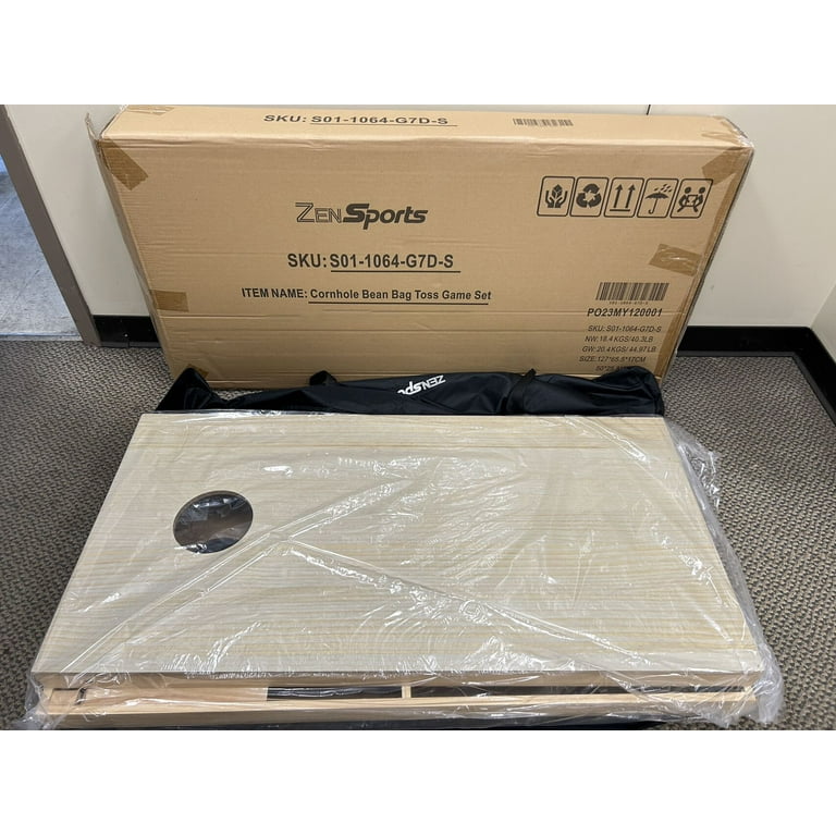 ZenSports Cornhole Game Set, 4'x2' Solid Wood Boards, Foldable, 8