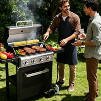 MEWANG 4-Burner Propane Gas Grill, 36,000 BTU Stainless Steel BBQ with Side Shelves | Outdoor Grill for Patio, Garden, Backyard