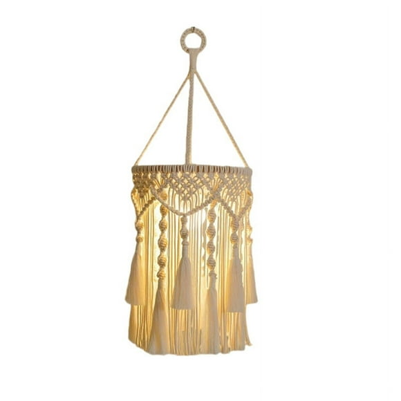 Boho Hanging Lamp Handmade Macrame Shade Plug in Pendant Light