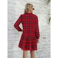 thumbnail image 3 of Women's Ruffle Hem Plaid Button Down Long Sleeve Dress with 100% Polyester Fabric for Everyday Chic and Comfort, 3 of 15