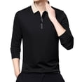 thumbnail image 5 of FINALGANG Mens Contrast Collar Long Sleeve Polo Shirt With Button Placket Slim Fit Soft Breathable For Fathers Day Gift Daily Wear Everyday Activities Versatile Top, 5 of 5
