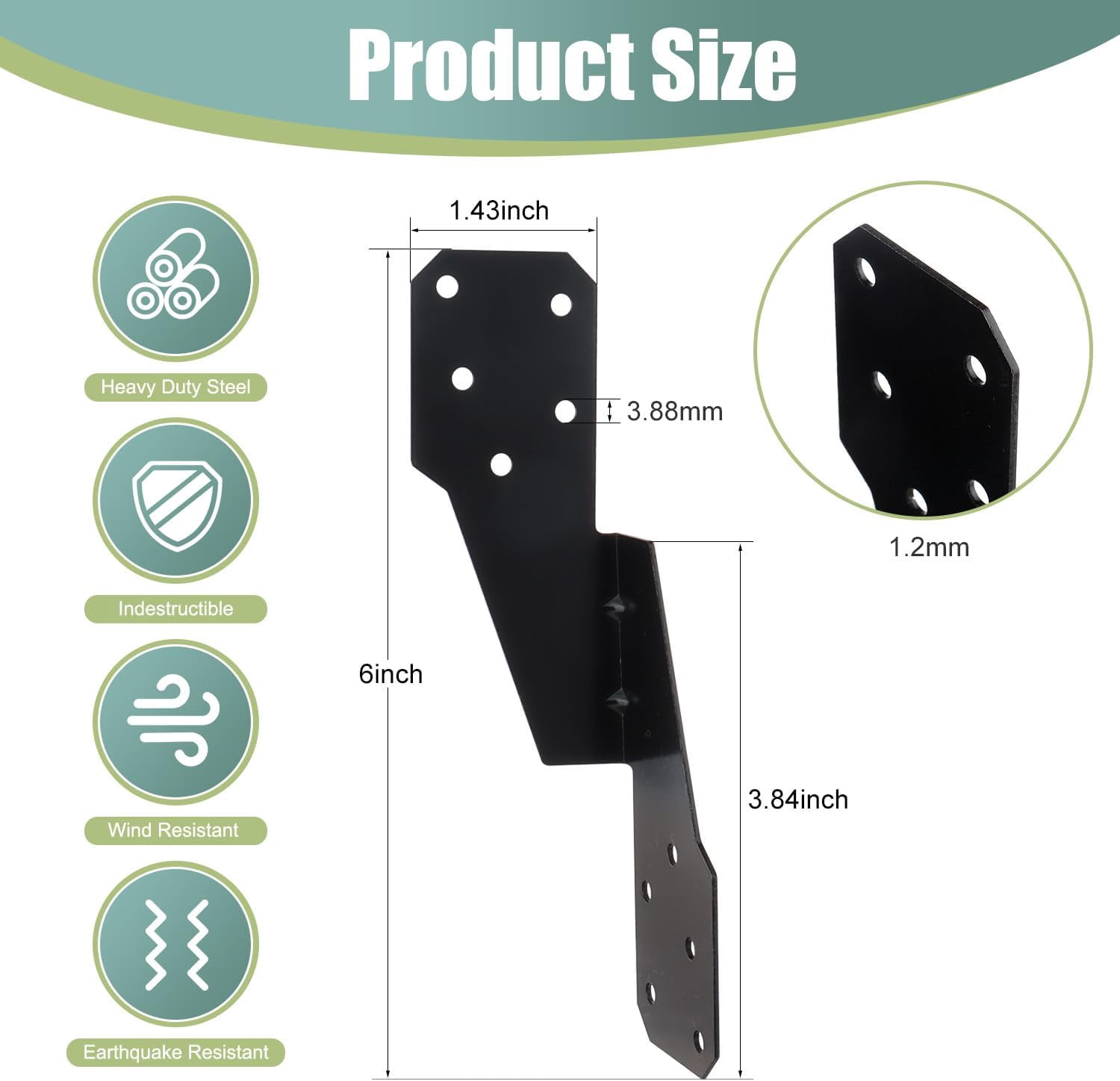 30 Pack Heavy Duty Hurricane Ties with Black Powder-Coated, Hurricane Straps Trusses/Rafters Ties Brackets Joist Hangers for Wood, Shed, Roof